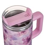 Casa si Gradina - Bucatarie si vesela - Accesorii bar - Termosuri si Cani termos - Cana Termos Inoxidabil Roz cu Imprimeu Floral - Pai Reutilizabil 900ml - Infinity.ro