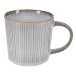 Casa si Gradina - Bucatarie si vesela - Cani si pahare - Cani si cesti - Cana ceramica cu model dungi, 480 ml, gri-bej - Infinity.ro