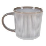 Casa si Gradina - Bucatarie si vesela - Cani si pahare - Cani si cesti - Cana ceramica cu model dungi, 480 ml, gri-bej - Infinity.ro