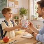 Casa si Gradina - Bucatarie si vesela - Cani si pahare - Cani si cesti - Cana ceramica alba, 380 ml, forma triunghiulara, cu mesaj pentru profesori - Infinity.ro