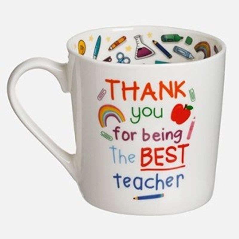 Casa si Gradina - Bucatarie si vesela - Cani si pahare - Cani si cesti - Cana ceramica alba, 380 ml, forma triunghiulara, cu mesaj pentru profesori - Infinity.ro