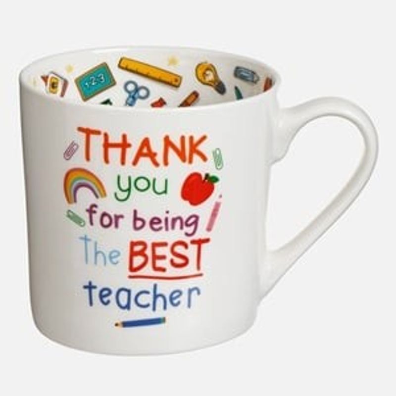 Casa si Gradina - Bucatarie si vesela - Cani si pahare - Cani si cesti - Cana ceramica alba, 380 ml, forma triunghiulara, cu mesaj pentru profesori - Infinity.ro