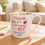 Casa si Gradina - Bucatarie si vesela - Cani si pahare - Cani si cesti - Cana ceramica alba, 380 ml, forma triunghiulara, cu mesaj pentru profesori - Infinity.ro