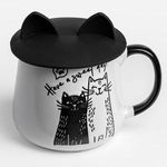 Casa si Gradina - Bucatarie si vesela - Cani si pahare - Cani si cesti - Cana ceramica cu pisici, capac silicon, 400ml - Infinity.ro