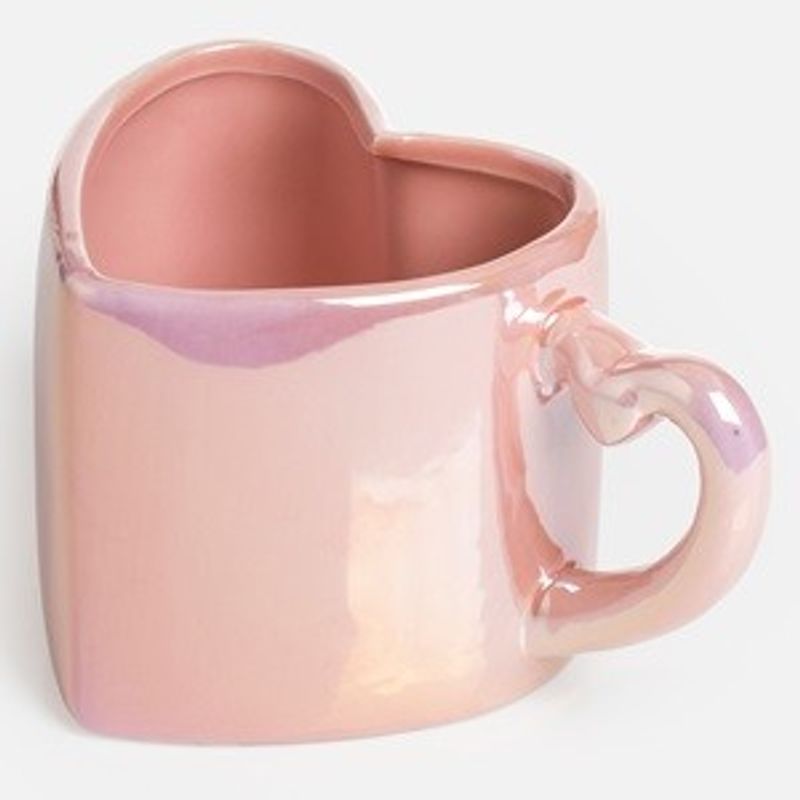 Casa si Gradina - Bucatarie si vesela - Cani si pahare - Cani si cesti - Cana ceramica in forma de inima, 570 ml, roz perlat - Infinity.ro