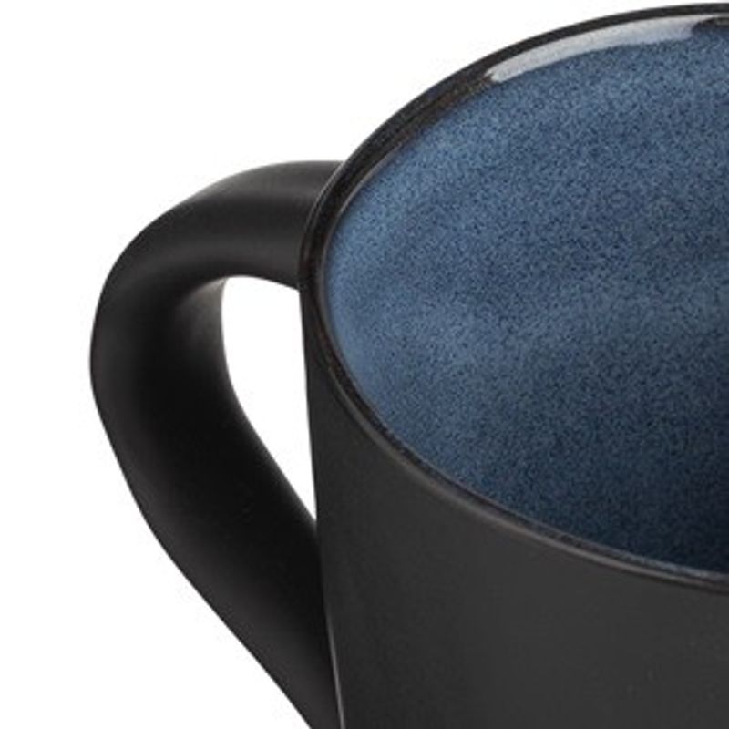 Casa si Gradina - Bucatarie si vesela - Cani si pahare - Cani si cesti - Cana Ceramica Neagra si Albastra cu Margine Ondulata, 460ml - Infinity.ro