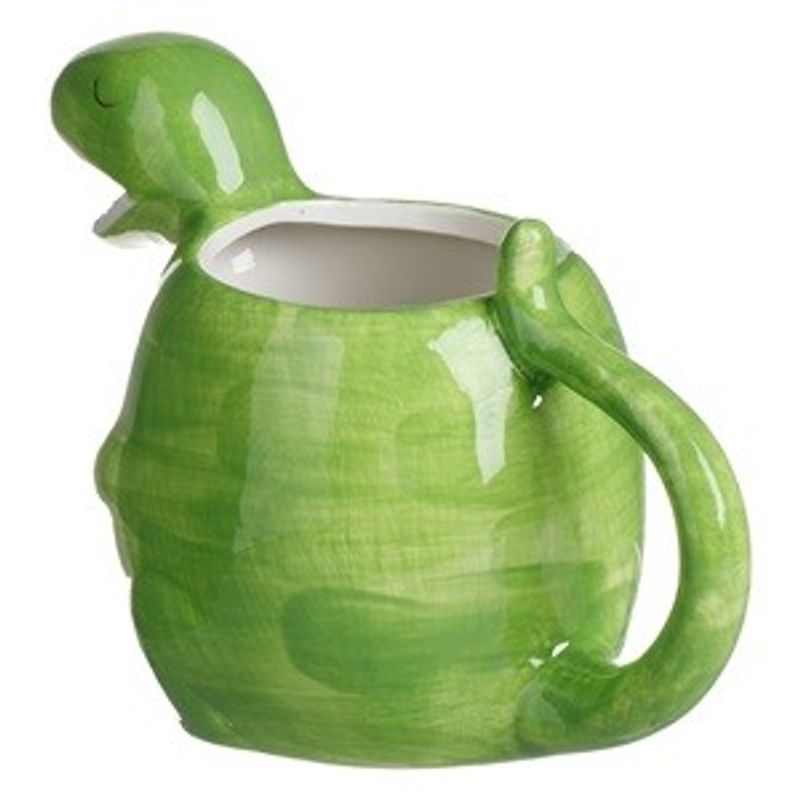 Casa si Gradina - Bucatarie si vesela - Cani si pahare - Cani si cesti - Cana decorativa ceramica verde cu model 3D dinozaur - Infinity.ro