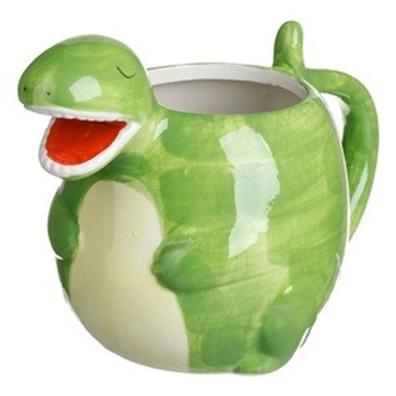 Casa si Gradina - Bucatarie si vesela - Cani si pahare - Cani si cesti - Cana decorativa ceramica verde cu model 3D dinozaur - Infinity.ro