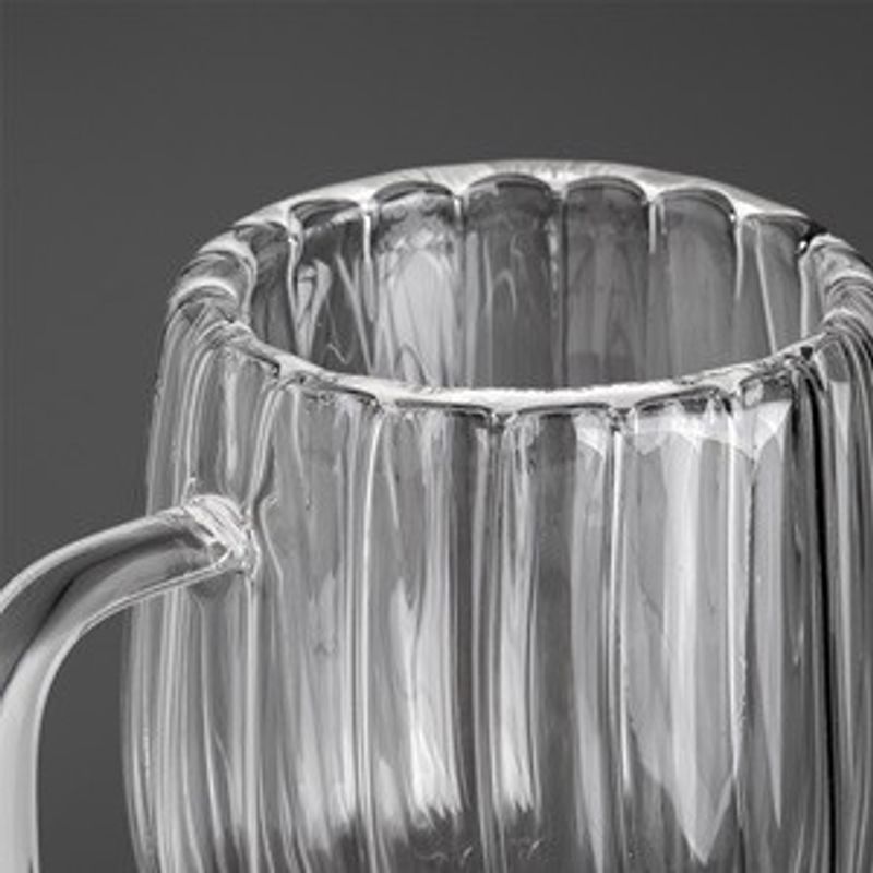 Casa si Gradina - Bucatarie si vesela - Cani si pahare - Cani si cesti - Cana din Sticla cu Perete Dublu si Dungi, 230ml - Infinity.ro