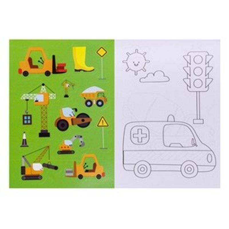 Carti si Birotica - Carti - Carti pentru copii - Carti de colorat - Carte de Colorat cu Autocolante Vehicule, 32 de File, Multicolor - Infinity.ro