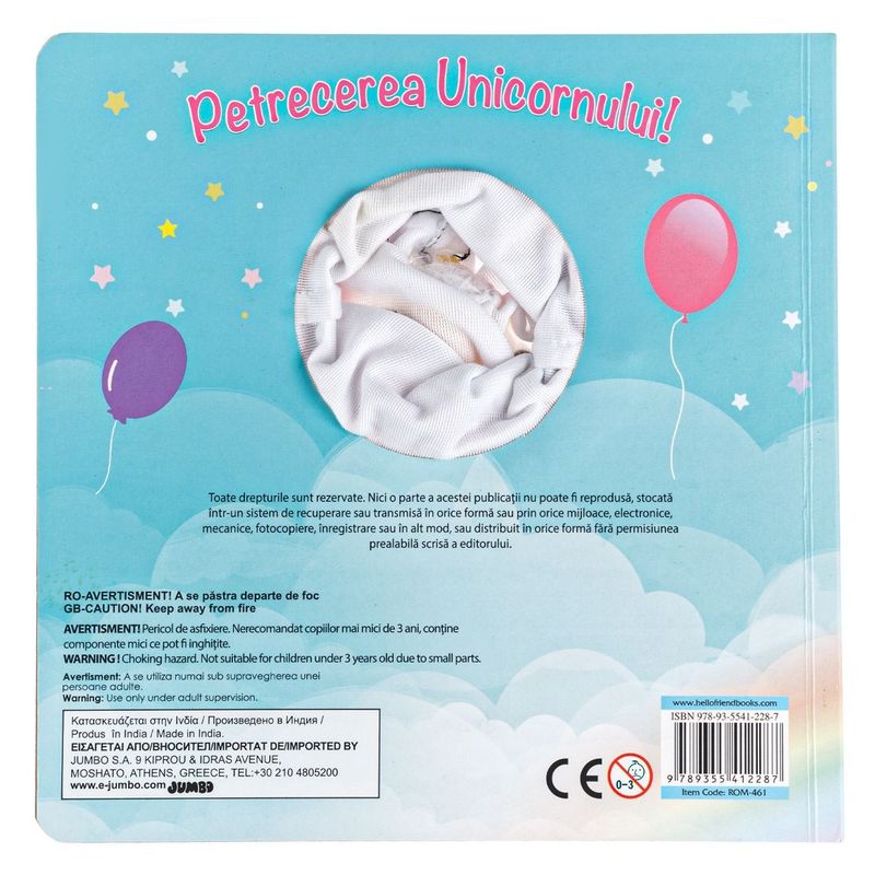 Carti si Birotica - Carti - Carti pentru copii - Basme si povesti - Carte cu poveste si figurina de plus, Unicorn, 22x22 cm - Infinity.ro