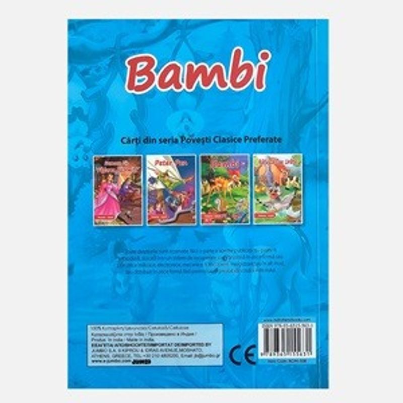 Carti si Birotica - Carti - Carti pentru copii - Basme si povesti - Carte cu Glitter, Bambi, 12x16cm, 24 File - Infinity.ro