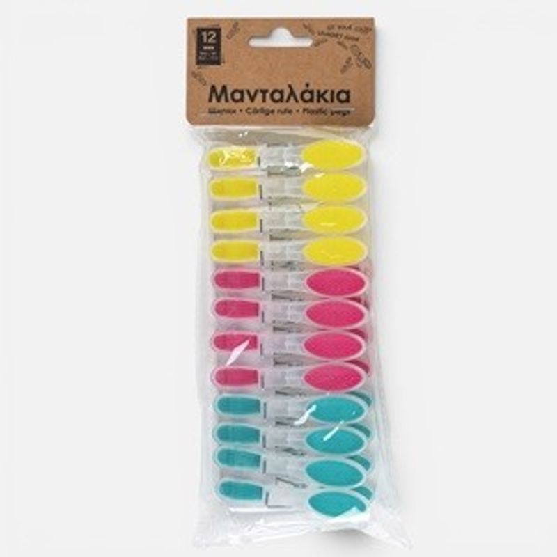 Market - Spalare si intretinere rufe - Uscatoare de rufe si accesorii - Carlige pentru rufe Softgrip, 3 culori, 8,5 cm, 12 buc - Infinity.ro