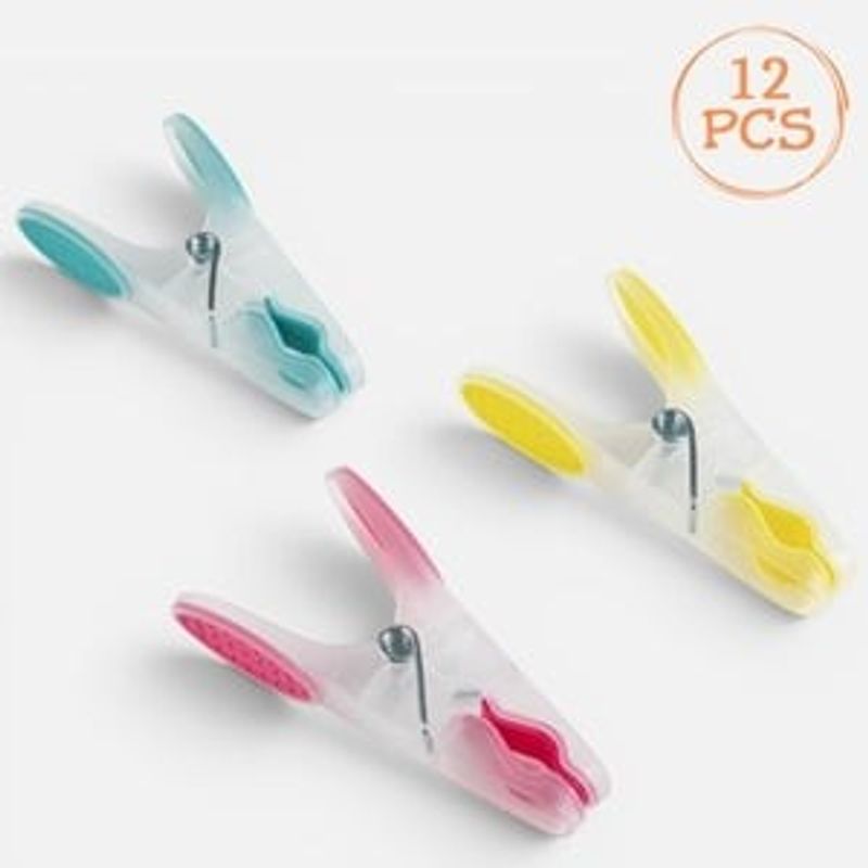 Market - Spalare si intretinere rufe - Uscatoare de rufe si accesorii - Carlige pentru rufe Softgrip, 3 culori, 8,5 cm, 12 buc - Infinity.ro