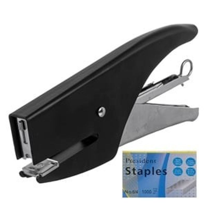 Carti si Birotica - Birotica - Accesorii de birou - Capsatoare si perforatoare - Capsator metalic negru cu 1000 capse de rezerva Nr. 6/4 - Infinity.ro