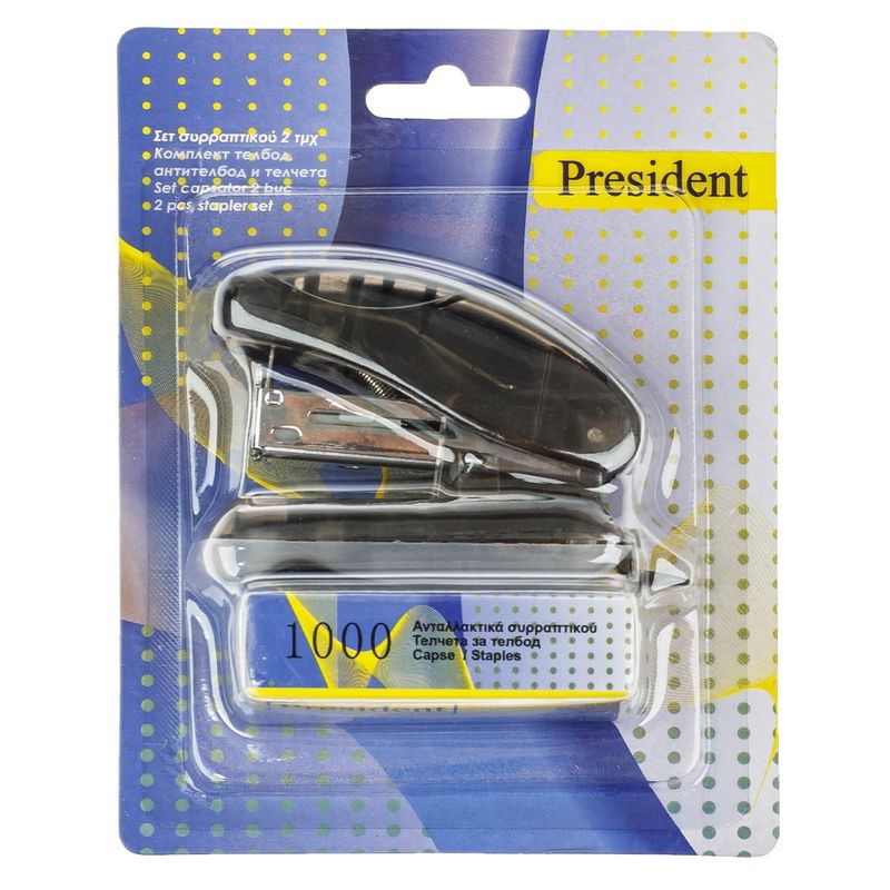 Carti si Birotica - Birotica - Accesorii de birou - Capsatoare si perforatoare - Capsator Mini Negru cu Rezerve 26/6, 1000 buc - Infinity.ro