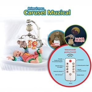 Carusel Muzical cu Animale și Proiector pentru Somn și Relaxare