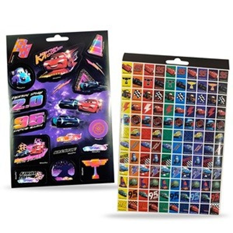 Casa si Gradina - Decoratiuni - Stickere decorative - Set Autocolante Cars, 200 buc, Multicolor, cu Sclipici - Infinity.ro