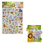 Casa si Gradina - Decoratiuni - Stickere decorative - Set Autocolante cu Animale din Jungla si Album, 56 bucati, Multicolor - Infinity.ro