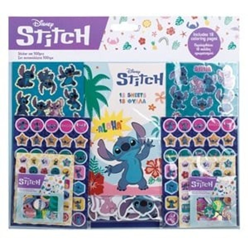 Casa si Gradina - Decoratiuni - Stickere decorative - Set Autocolante si Bloc de Desen cu Personaje Lilo & Stitch, 500 buc - Infinity.ro