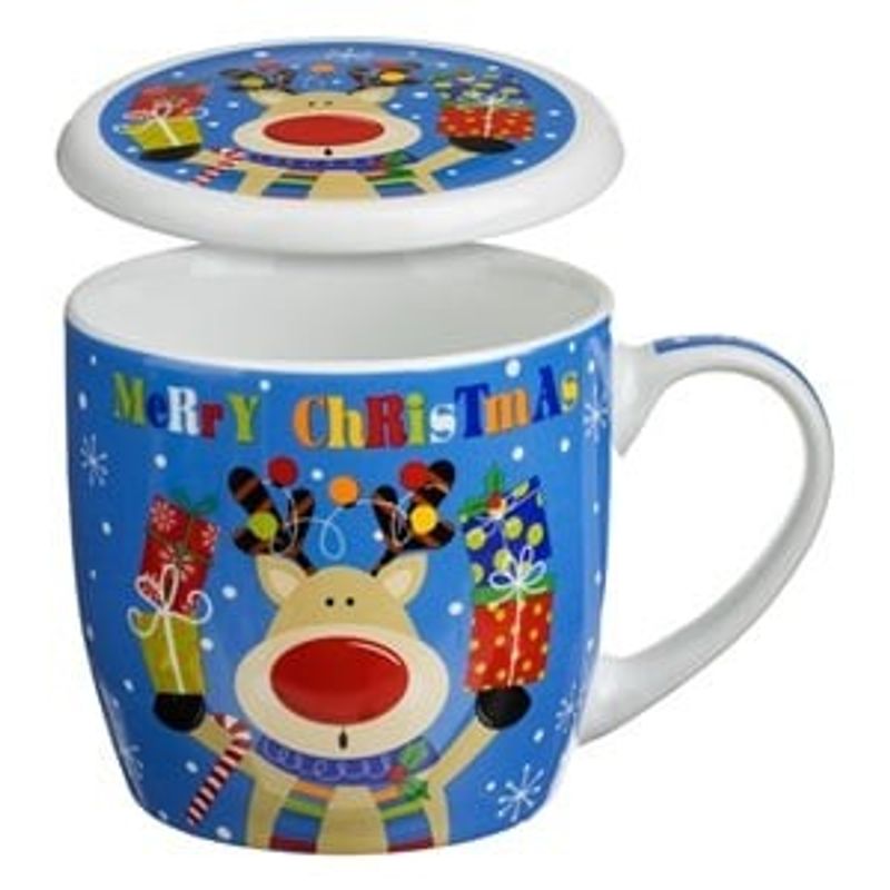Casa si Gradina - Bucatarie si vesela - Cani si pahare - Cani si cesti - Set Cana de Craciun cu Capac & Lingura Ren cu Cadouri 340ml - 3 piese - Infinity.ro