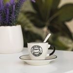 Casa si Gradina - Bucatarie si vesela - Cani si pahare - Cani si cesti - Set Cesti Ceramice cu Farfurioare si Lingurite, 4 Seturi, 90 ml, Alb - Infinity.ro