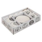Casa si Gradina - Bucatarie si vesela - Cani si pahare - Cani si cesti - Set Cesti Ceramice cu Farfurioare si Lingurite, 4 Seturi, 90 ml, Alb - Infinity.ro