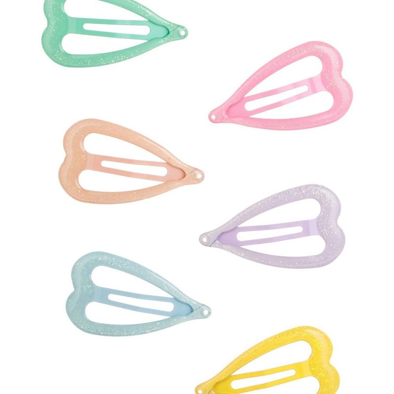 Fashion, accesorii si bijuterii - Copii - Accesorii copii - Accesorii pentru par copii - Set Clame Metalice Inimi Pastel cu Glitter pentru Copii - Infinity.ro