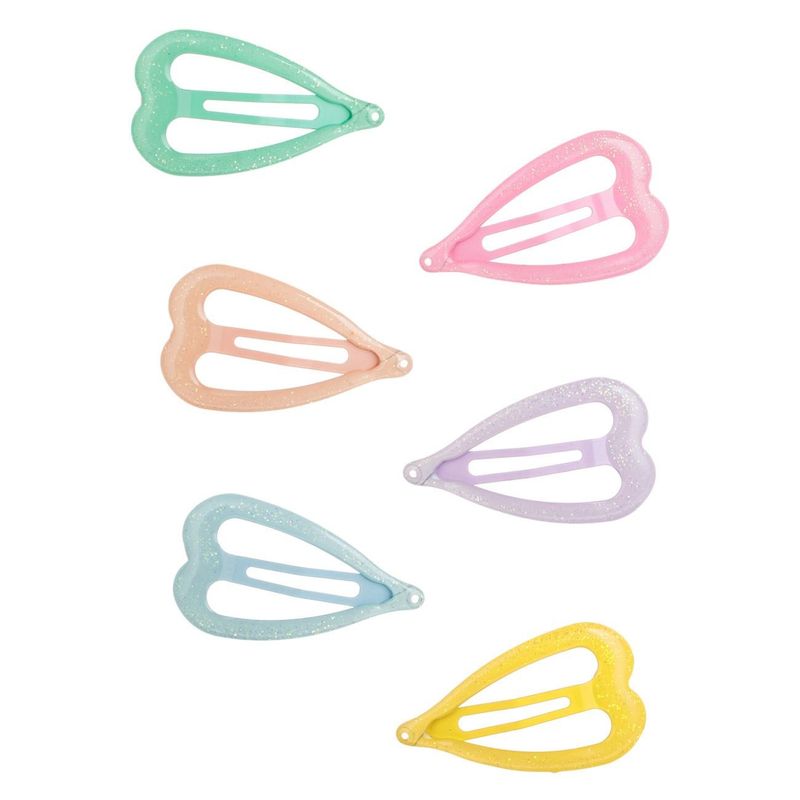 Fashion, accesorii si bijuterii - Copii - Accesorii copii - Accesorii pentru par copii - Set Clame Metalice Inimi Pastel cu Glitter pentru Copii - Infinity.ro