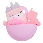 Ingrijire personala si Cosmetice - Ingrijire personala - Ingrijire corp - Bureti de baie - Set Bureti de Baie Unicorn cu Husa Suspendabila, 4 buc, Roz - Infinity.ro