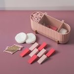 Ingrijire personala si Cosmetice - Machiaj - Aplicatoare si pensule machiaj - Set Beauty cu Betisoare Igienice, Dischete Demachiante si Bureti de Machiaj, Roz, 21x7x9 cm - Infinity.ro