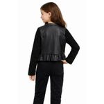 Fashion, accesorii si bijuterii - Copii - Imbracaminte copii - Jachete si geci copii - Geaca fete din imitatie de piele stil biker GUESS J5RL12 Negru 10 ani 140 CM - Infinity.ro