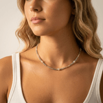 Fashion, accesorii si bijuterii - Femei - Bijuterii femei - Coliere femei - Colier elegant Alba din cristale fatetate de Labradorit si Citrin cu argint 925 placat cu aur - Infinity.ro
