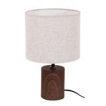 Casa si Gradina - Corpuri si surse de iluminat - Veioze si lampi - Veioze - Lampa de masa decorativa cu abajur textil si baza efect lemn, E27, 18x29.5 cm - Infinity.ro
