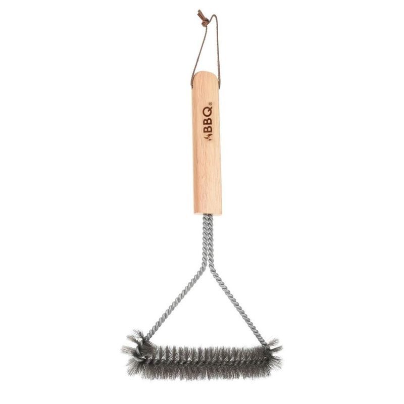 Casa si Gradina - Gradina si terasa - Gratare si accesorii - Accesorii gratare - Perie pentru curatarea gratarului, forma triunghiulara, peri metalici rezistenti, maner din lemn, BBQ - Infinity.ro