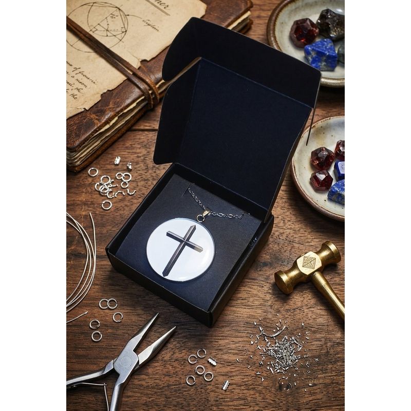Fashion, accesorii si bijuterii - Barbati - Bijuterii barbati - Lanturi si pandantive barbati - Colier Latin Cross, in cutie cadou, design simplist, bijuterie barbati CLCS - Infinity.ro