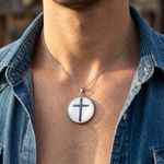 Fashion, accesorii si bijuterii - Barbati - Bijuterii barbati - Lanturi si pandantive barbati - Colier Latin Cross, in cutie cadou, design simplist, bijuterie barbati CLCS - Infinity.ro