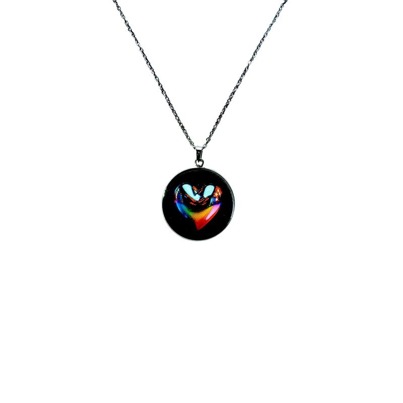 Fashion, accesorii si bijuterii - Femei - Bijuterii femei - Coliere femei - Colier Spectrum Heart, in cutie cadou, design contrastant, bijuterie dama CLN25 - Infinity.ro