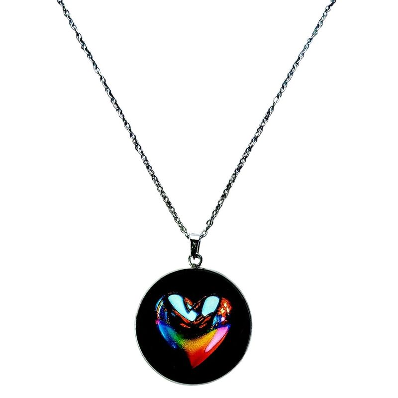 Fashion, accesorii si bijuterii - Femei - Bijuterii femei - Coliere femei - Colier Spectrum Heart, in cutie cadou, design contrastant, bijuterie dama CLN25 - Infinity.ro