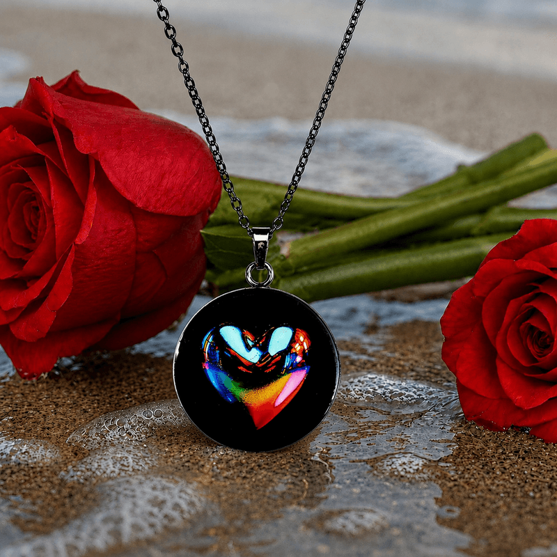 Fashion, accesorii si bijuterii - Femei - Bijuterii femei - Coliere femei - Colier Spectrum Heart, in cutie cadou, design contrastant, bijuterie dama CLN25 - Infinity.ro