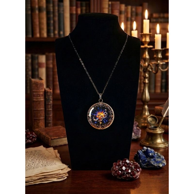 Fashion, accesorii si bijuterii - Barbati - Bijuterii barbati - Lanturi si pandantive barbati - Colier in caligrafie araba, Quwwa(putere), in cutie cadou, design oriental, bijuterie barbati CLQP - Infinity.ro