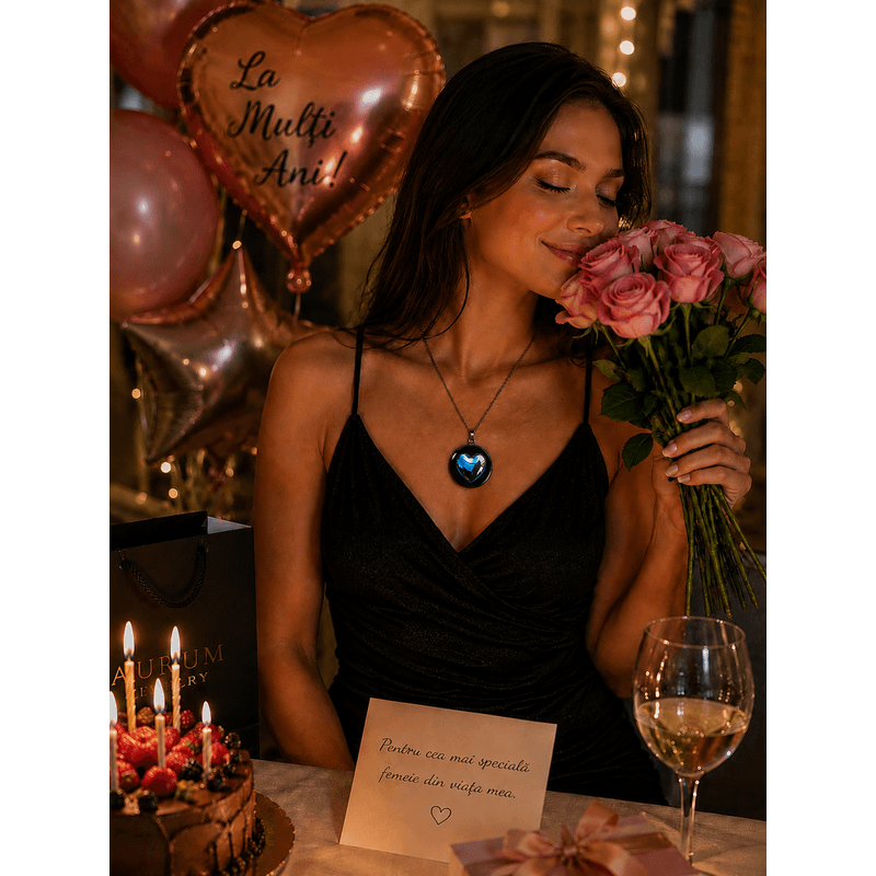 Fashion, accesorii si bijuterii - Femei - Bijuterii femei - Coliere femei - Colier Abyss Heart, in cutie cadou, design contrastant, bijuterie dama CLN24 - Infinity.ro