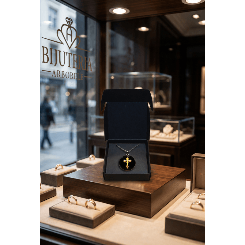 Fashion, accesorii si bijuterii - Femei - Bijuterii femei - Coliere femei - Colier Divine Light, in cutie cadou, design contrastant, bijuterie unisex CLN16 - Infinity.ro