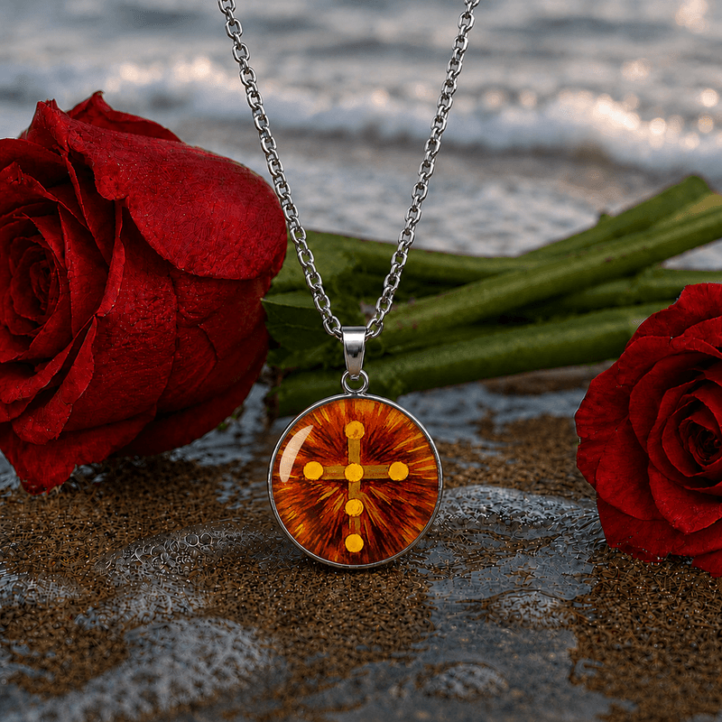 Fashion, accesorii si bijuterii - Femei - Bijuterii femei - Coliere femei - Colier Holy Light cu strasuri, in cutie cadou, design contrastant, bijuterie unisex CLNs28 - Infinity.ro