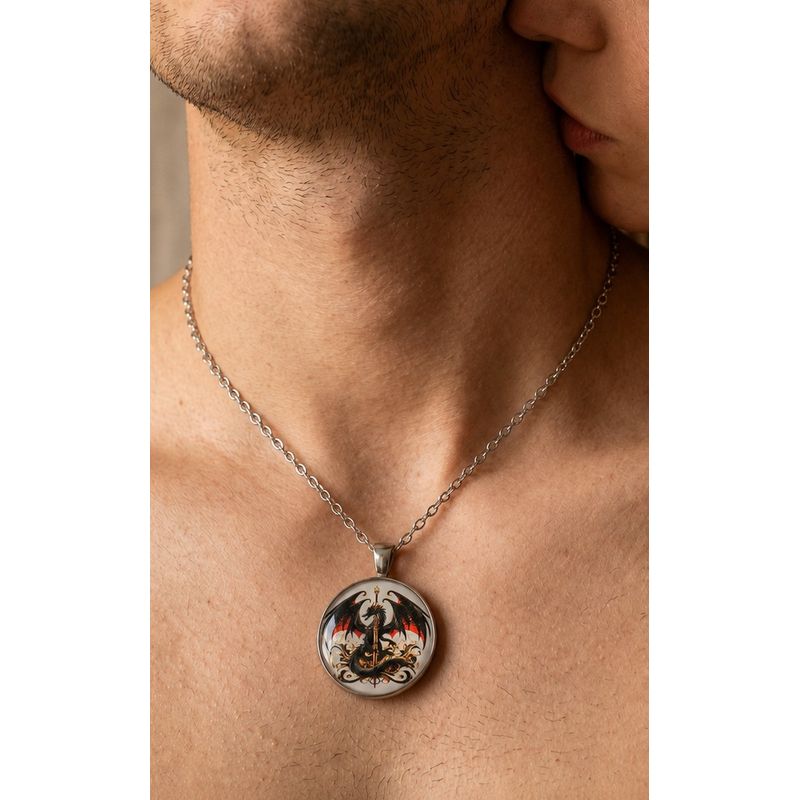 Fashion, accesorii si bijuterii - Barbati - Bijuterii barbati - Lanturi si pandantive barbati - Colier Ordinul Dragonului, in cutie cadou, design medieval, bijuterie barbati CLOD - Infinity.ro