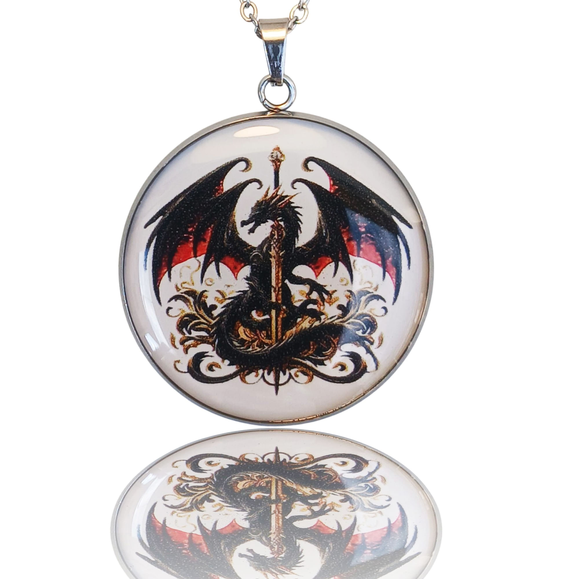 Colier Ordinul Dragonului, in cutie cadou, design medieval, bijuterie barbati CLOD