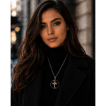 Fashion, accesorii si bijuterii - Femei - Bijuterii femei - Coliere femei - Colier Holy Cross cu strasuri, in cutie cadou, design contrastant, bijuterie unisex CLNs29 - Infinity.ro