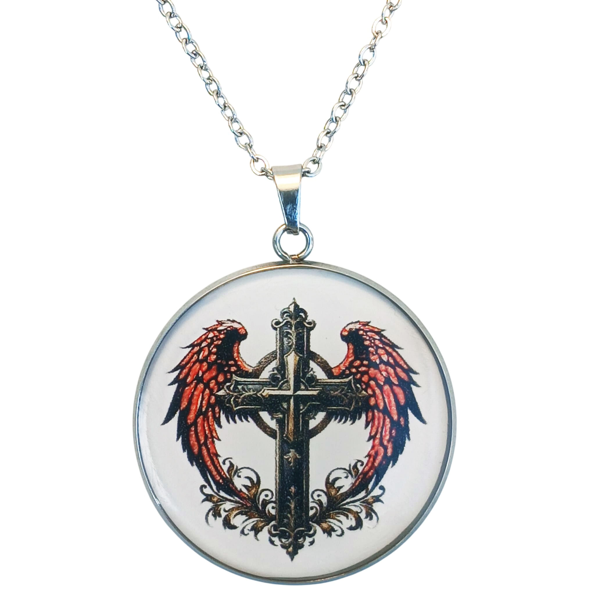 Colier Gothic Cross, in cutie cadou, design medieval, bijuterie barbati CLCAR