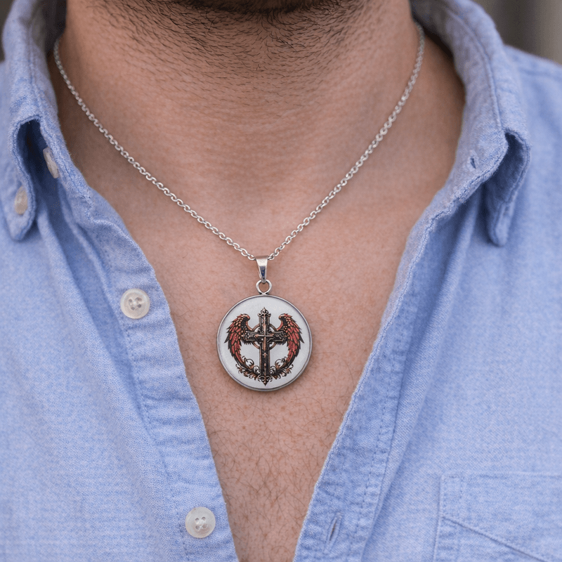 Fashion, accesorii si bijuterii - Barbati - Bijuterii barbati - Lanturi si pandantive barbati - Colier Gothic Cross, in cutie cadou, design medieval, bijuterie barbati CLCAR - Infinity.ro