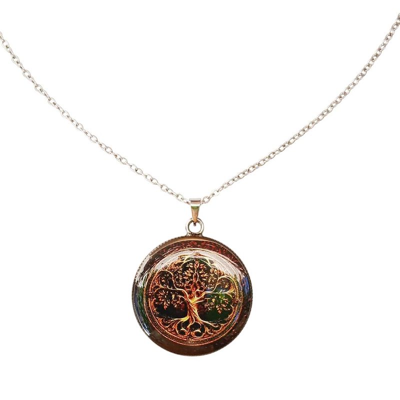Fashion, accesorii si bijuterii - Femei - Bijuterii femei - Coliere femei - Colier Sacred Tree of Life, in cutie cadou, design contrastant, bijuterie femei CLN18 - Infinity.ro